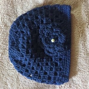 Handmade Crochet Beanie, Navy Blue